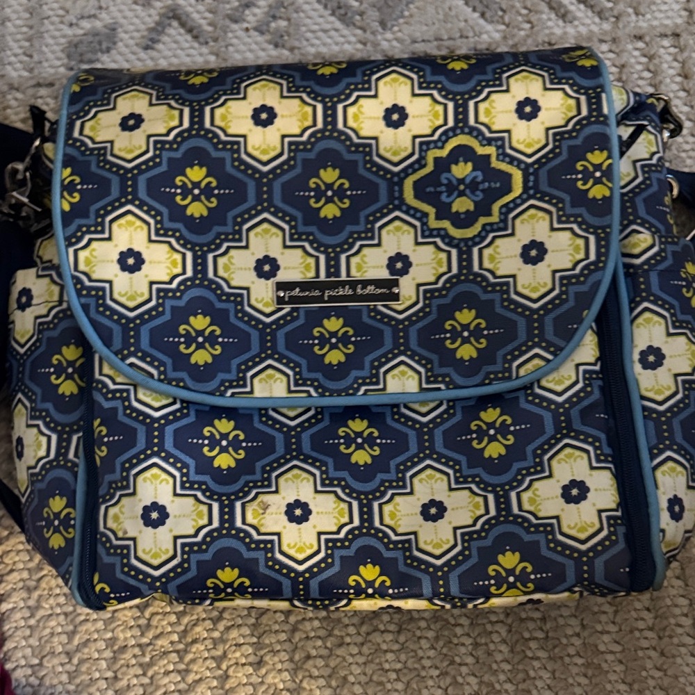 Petunia Pickle Bottom Navy and Yellow Baby Bag